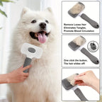 Dual-Use Dog Cat Grooming Brush, Self-Cleaning Comb Round-Tip Bent Needles, Ergonomic Handle