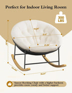 Wide Comfy Saucer Nursery Rocking Chairs with Removable Cushion,