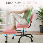 Ergonomic Criss Cross Legged Office Chair with Wheels, 360°Swivel Adjustable Height Kneeling Desk Chair with Footrest