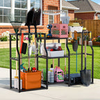 Freestanding Garden Tool Rack Outdoor Workshop Garage Storage Organizer with Slots for Tools