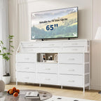 14 Drawer Dresser with Wooden Top, Large Storage Cabinet with Metal Frame