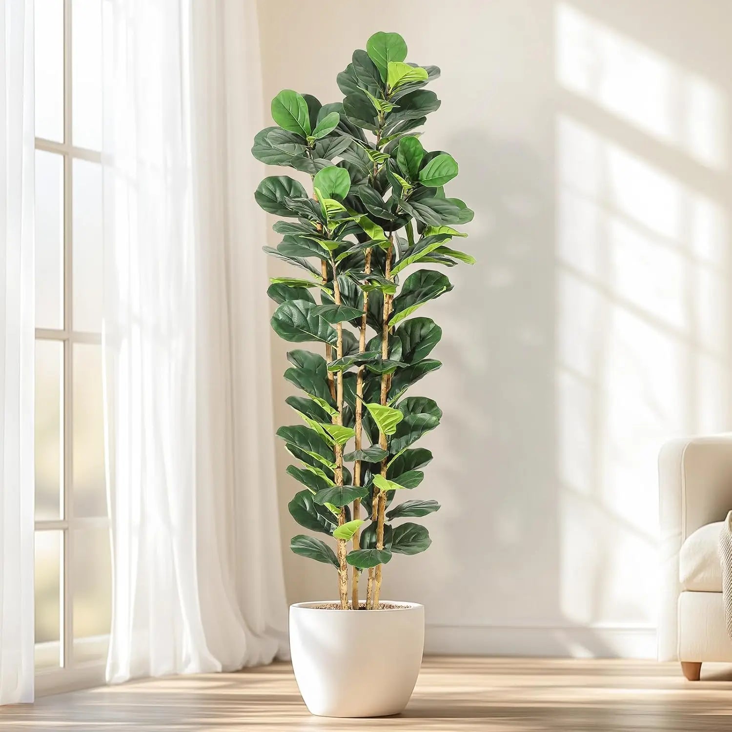 5/6/7 FT Artificial Faux Fiddle Leaf Fig Tree with Pot