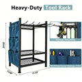 Yard Tool Tower Rack For Garage Organization And Storage, Holds Long-Handled Tools/Rakes/Brooms, Heavy Duty Steel