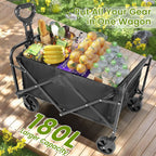 Heavy Duty Foldable, Portable Wagon for Groceries, Beach with All-Terrain Wheels  Drink Holders,