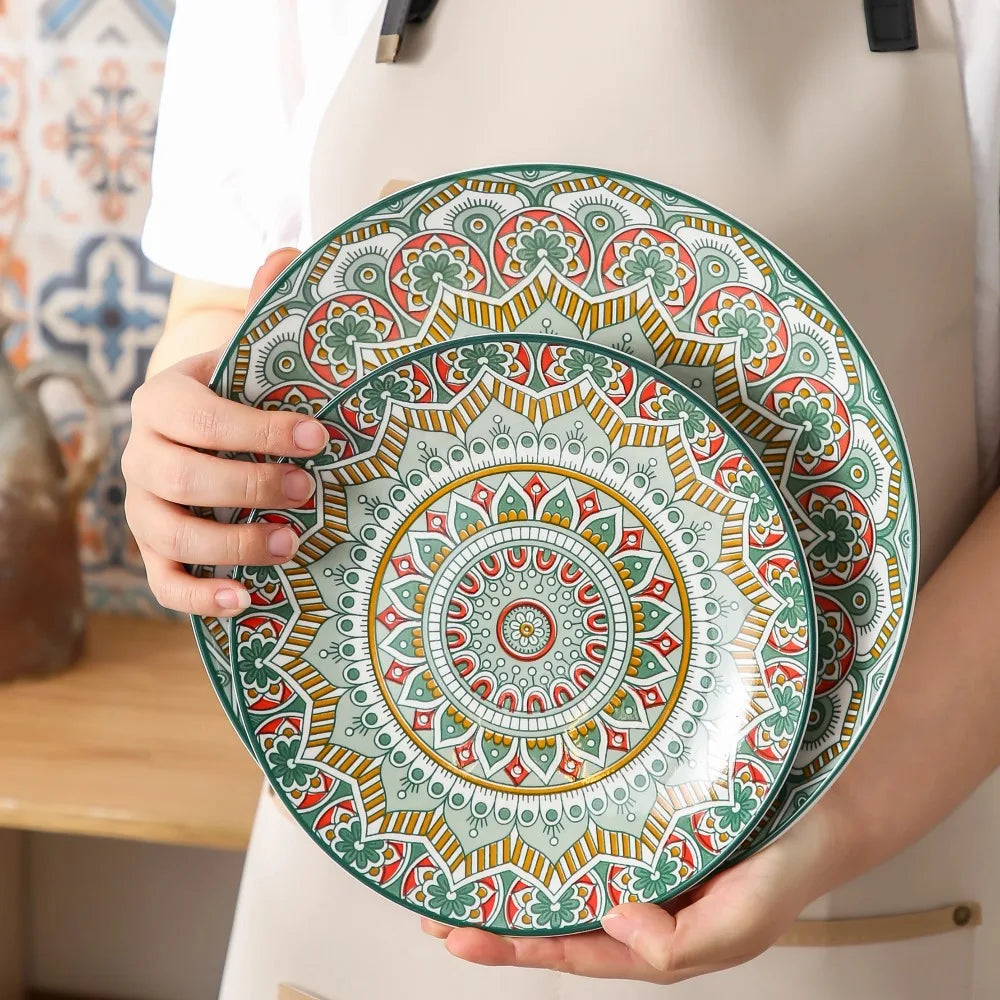 Vancasso Bohemian Mandala Patterned Ceramic 16PCS Porcelain Dinnerware Set