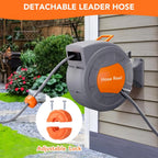 Retractable Garden Hose Reel 1/2 In x 100 FT Wall Mounted with 9 Function Sprayer Nozzle