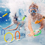 Underwater Pool Diving Toys, 8 Pcs Diving Rings and Pool Torpedo Set