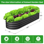 2-Pack Oval Galvanized Steel Raised Garden Bed Open Base Safety Edge Planter Box