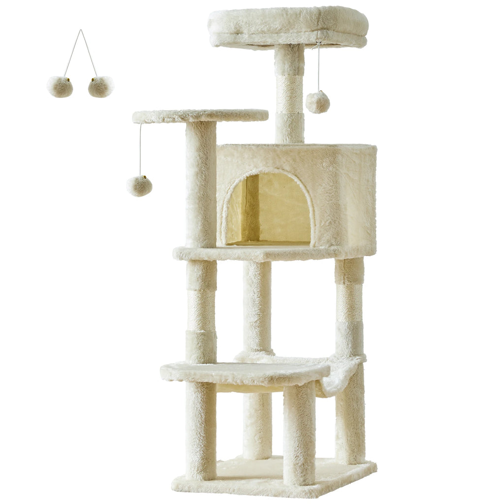 44In Tall Cat Tree Climbing Tower With Natural Sisal Scratching Posts