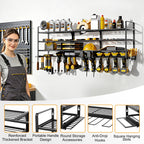 138CM Long Large Power Tool Organizer Rack for Garage Wall Organization Drill Holder Heavy Duty Metal Tool Shelf Holds 12 Cordless Drills