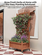 61.5" Wood Planter Box Raised Garden Bed With Trellis/Wheels