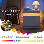 2 LED Nightstands with 2 Drawers,