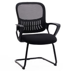 Ergonomic Office Chair No Wheels with Comfy Armrest and Mesh Lumbar Support Back Basket Design