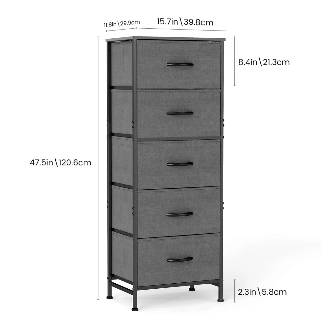 48IN Dresser With 5 Fabric Drawers Steel Frame