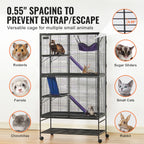 SucceBuy 64.6" Rolling Metal Ferret Cage Large 4-Tier Cage Small Animal Cage for Pet Rats Hamster Guinea