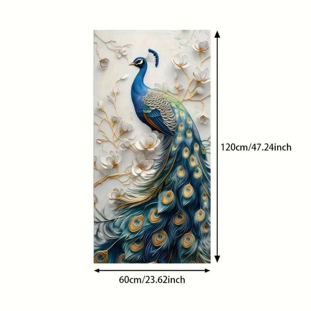 1.5 inch solid wood frame modern abstract peacock canvas wall art
