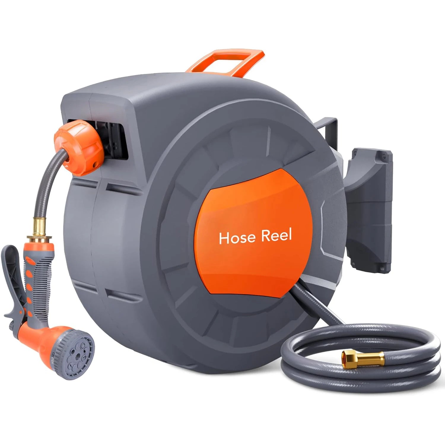 Retractable Garden Hose Reel 1/2 In x 100 FT Wall Mounted with 9 Function Sprayer Nozzle