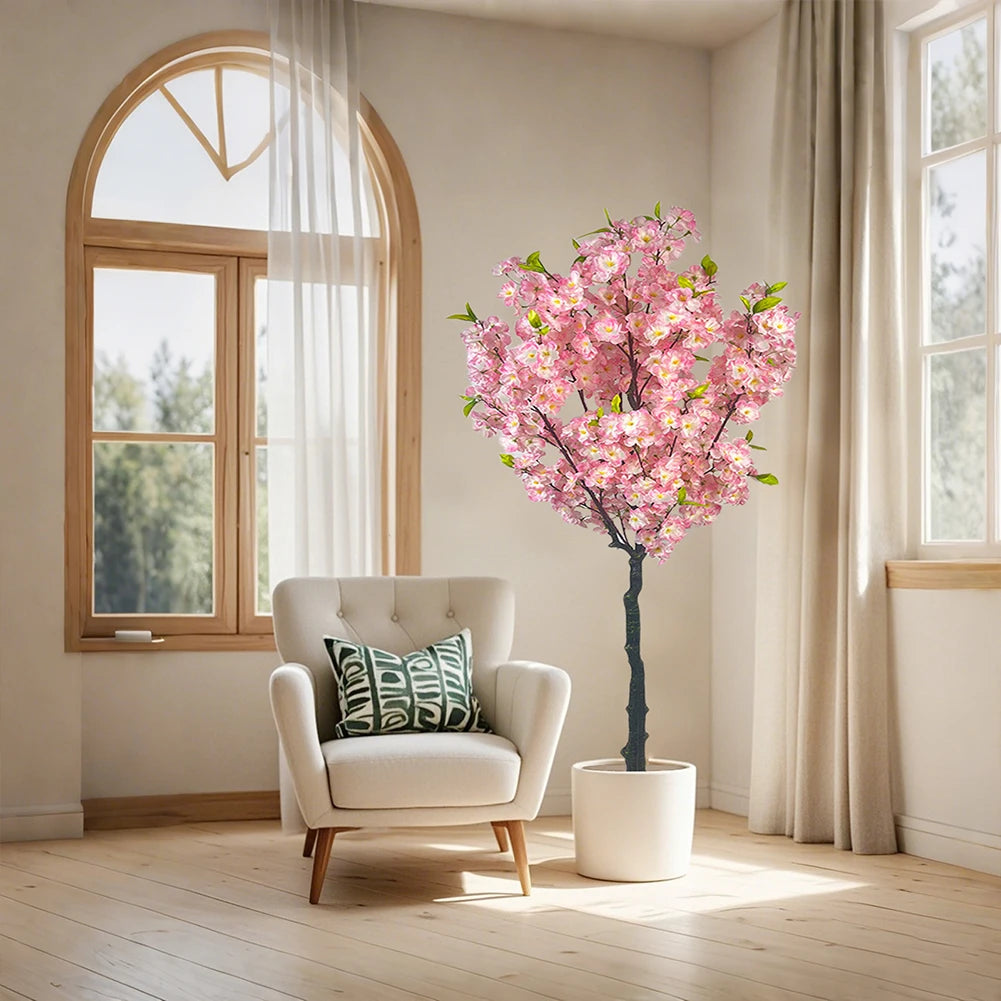Artificial Tall Faux Cherry Blossom Tree With Pot