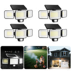 Solar Motion Sensor Outdoor Security Light, 3000LM 3-Head with 270° Wide Angle Illumination, 200+LED Wall Light for Porch Garage Yard Entrance, 3 Lighting Modes