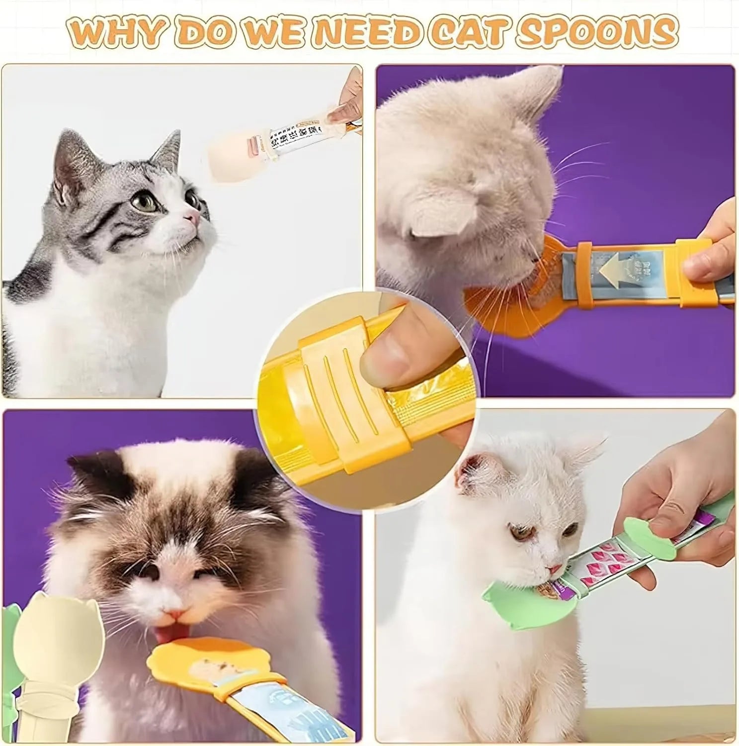4 pcs Cat Strip Feeder, Pet Food Mixing Squeeze Spoon Tool,  Multifunctional Lickables Wet Treat Feeding Dispenser,