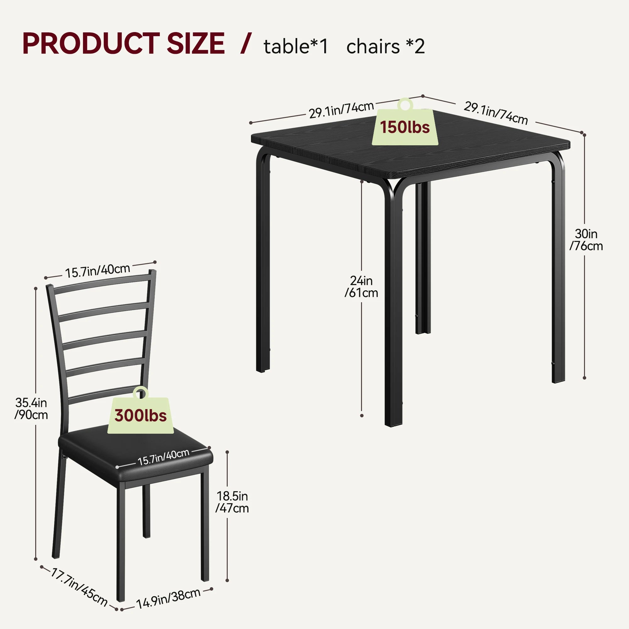 Small Dining Table Set With 2 Upholstered Chairs
