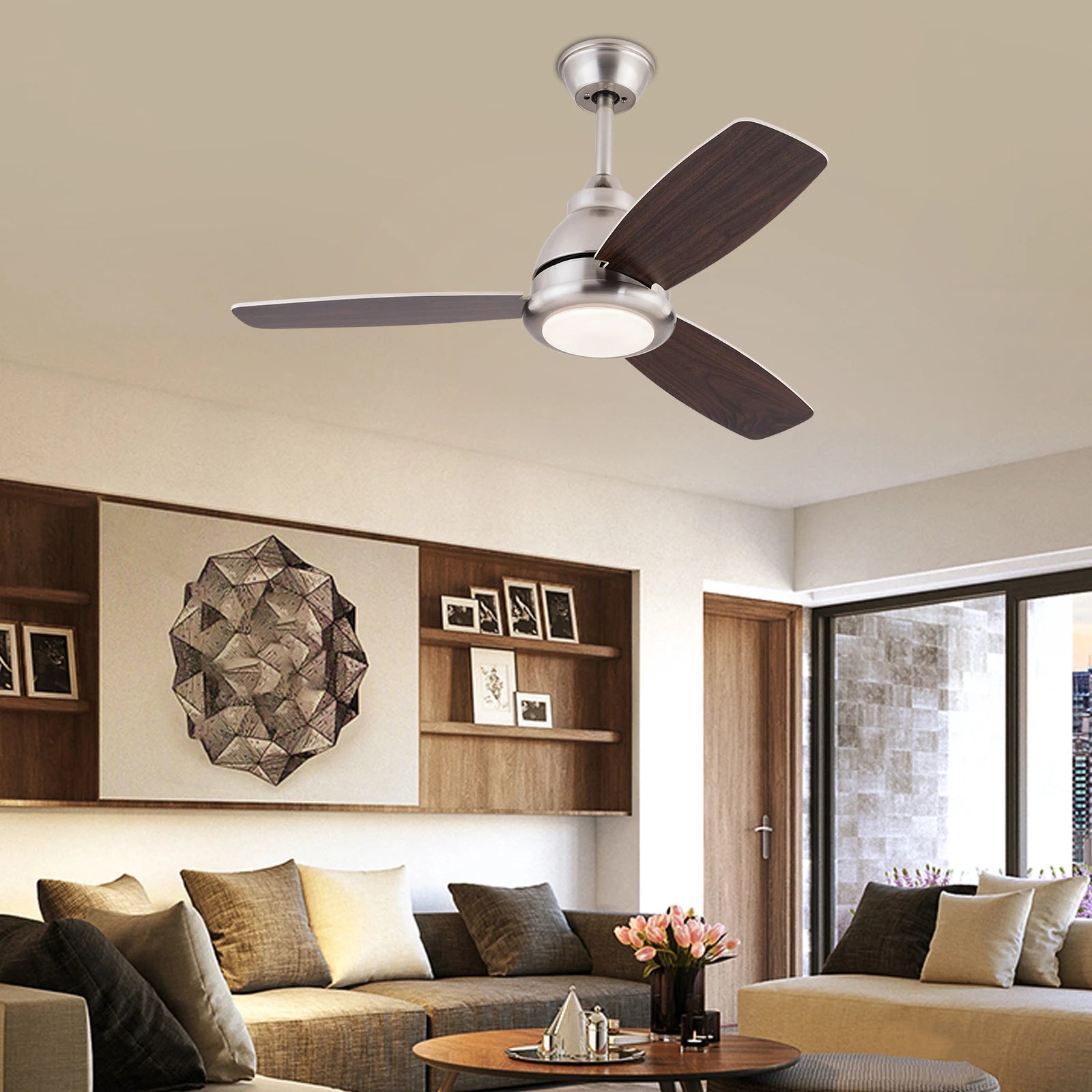 Ceiling Fan Light with Remote Control 3 Fan Blades Modern LED 35dB