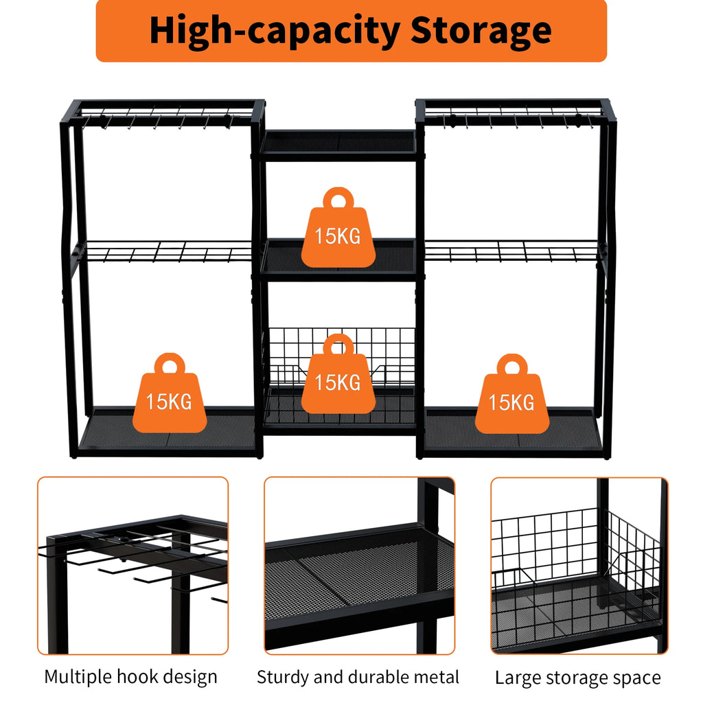 Freestanding Garden Tool Rack Outdoor Workshop Garage Storage Organizer with Slots for Tools
