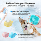 2-In-1 Pet Bath & Massage Brush With Shampoo Storage. Silicone For Sensitive Skin