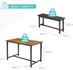 Brown Dining Table Set for 4 With Upholstered Benches,