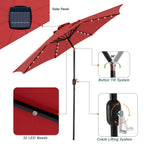 10FT Solar Patio Umbrella with 32 LED Lights UV-Resistant Outdoor Table Umbrella with Tilt and Crank