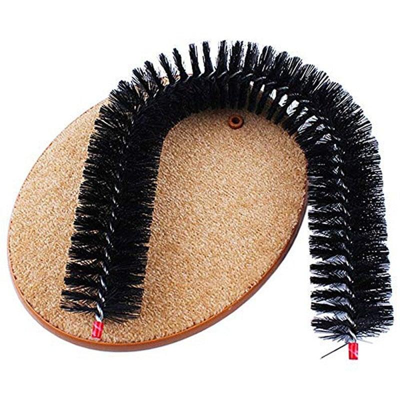 Comfortable Arch Cats Massager Pet Cat Itching Grooming Supplies Round Fleece Base Kitten Toy Scratching Device Brush For Cat Arch Self Grooming and Massaging Brush Toy Pet Scratcher Pads Hair Cleaner