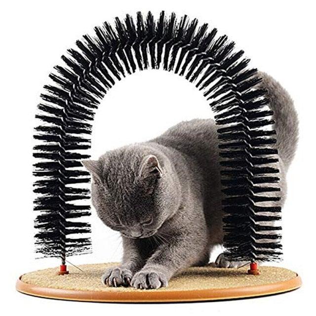 Comfortable Arch Cats Massager Pet Cat Itching Grooming Supplies Round Fleece Base Kitten Toy Scratching Device Brush For Cat Arch Self Grooming and Massaging Brush Toy Pet Scratcher Pads Hair Cleaner