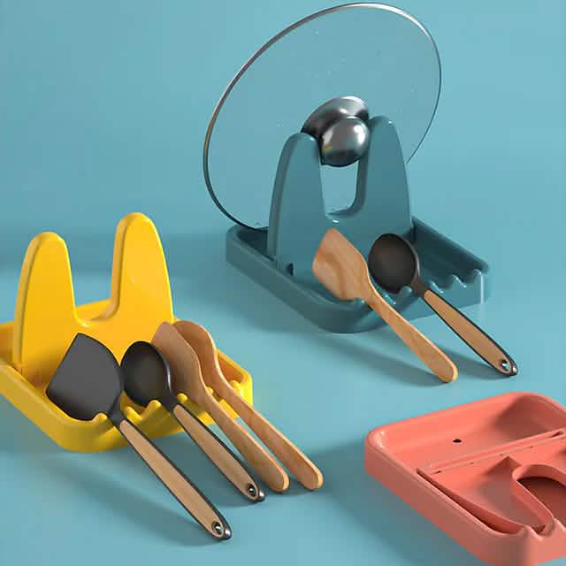 Foldable Pot Lid Rack Plastic Spoon Holder Stand Kitchen Supplies Organizer
