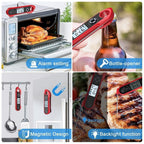 Food Kitchen Digital Meat BBQ Thermometer Dual Probe Design Waterproof Cooking Tools Instant Read Food Thermometer with Alarm and Calibration Function Waterproof Cooking Thermometer for Grilling Baking BBQ Candy Milk