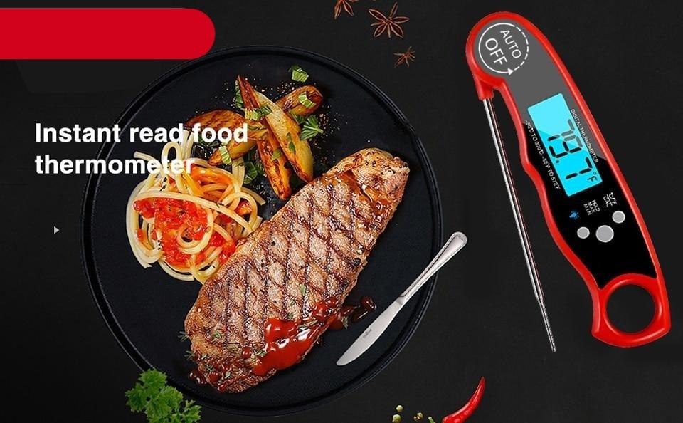 Kitchen Thermometer Waterproof Kitchen Food Cooking Thermometer with Backlight LCD Best Super Fast Electric Meat Thermometer Probe for BBQ Grilling Smoker Baking Meat Water Milk Cooking Probe BBQ Electronic Oven Waterproof Kitchen Tools